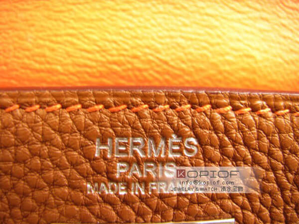 エルメス ケリー スーパーコピー32（内縫い） ゴールド×オレンジ（金具：シルバー） her318